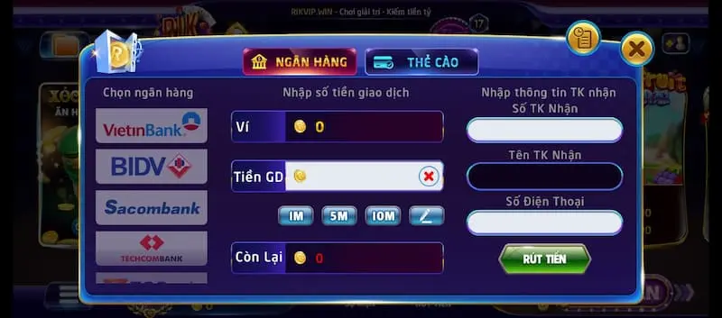 hướng dẫn rút tiền