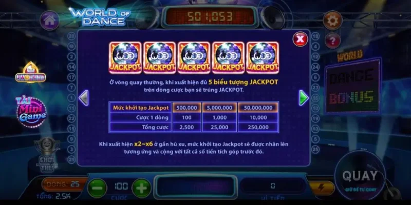 Luật tham gia chơi game nổ hũ world of dance