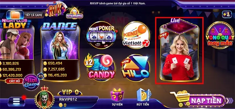 Thông tin về live casino tại cổng game Rikvip 