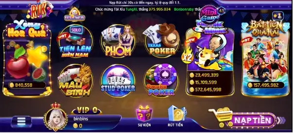 cổng game 1 Tại cổng game Rikvip có số lượng game không giới hạn