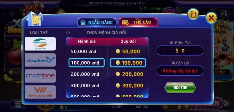 cổng game 3 Hệ thống nạp/rút tiền rất dễ dàng tạo thuận lợi cho người chơi