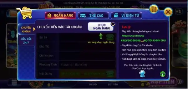 nạp tiền tại Rik vip