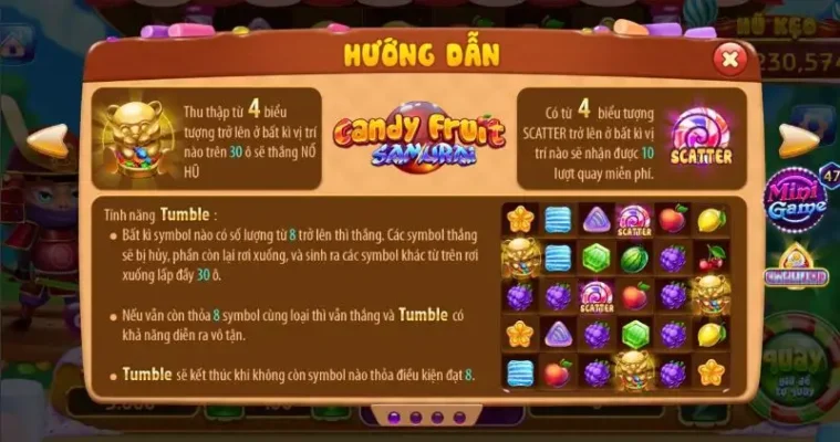 samurai 1 Hướng dẫn chi tiết cách chơi game candy fruit samurai tại cổng game Rikvip
