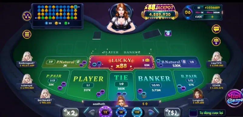 bac lucky 1 Cách thức chơi Baccarat Lucky 88 đơn giản