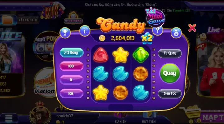 Hệ số thưởng cược của game mini Candy tại Rik hấp dẫn