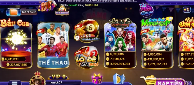 Tham gia chơi game tại Rik Vip mang đến cho bạn nhiều trải nghiệm hấp dẫn